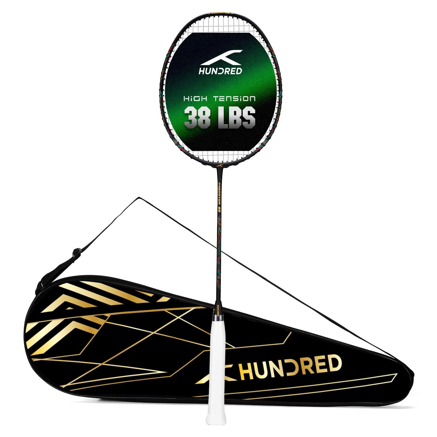 61iRj826RmL._SL1500_ Hundred Predator Extra Strong Japan Made Graphite Unstrung Badminton Racket with Full Racket Cover Maximum Tension : ≤38lbs - Image 1